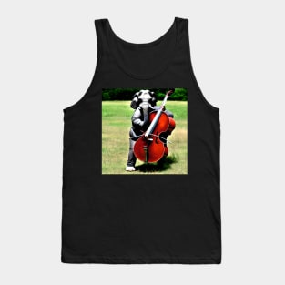 An Elephant Playing Upright Bass In A Park Tank Top